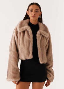 Nuevo Diseño de Abrigo para Mujer, Chaqueta Larga de Piel Sintética con Solapa, Elegante y a la Moda, Chaquetas de Piel Sintética de Lujo al por Mayor - Product Image 6