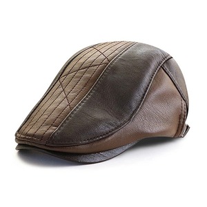 Bérets classiques chapeau en cuir véritable peintre casquettes hommes béret britannique mode bureau bonnets automne hiver Cabbie chapeaux boucle Gorras - Product Image 1