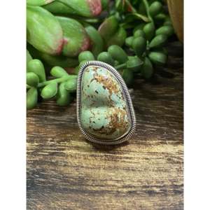 Wydell Billie Royston Turquoise <b>Sterling</b> <b>Silver</b> <b>Adjustable</b> <b>Ring</b> Size 9 Geometric Bezel Set - Product Image 1