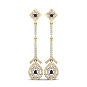 REYES, joyería grabable para mujer, venta al por mayor, K pendientes colgantes de diamantes de oro de 14, 18K, 22K, joyería de piedras preciosas de zafiro azul Natural personalizada - Product Image 2