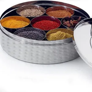 KING Direct Factory Masala Box Spice Dabba scatola per spezie in acciaio inossidabile strumenti per erbe e spezie agitatori per spezie e pepe tutte le dimensioni