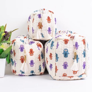 Ensemble vintage Le Souvenirs 3 pièces en coton indien fait à la main, étui de rangement pour sac, bloc à main imprimé, application étanche - Product Image 2
