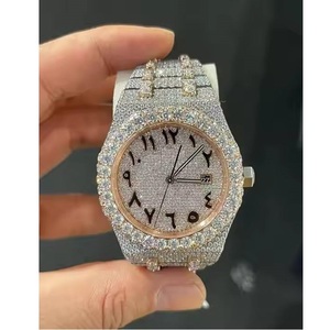 Nouvel Arrivage Élégant Montre Mécanique Automatique en Diamant Moissanite Acier Inoxydable Glacé Verre Affichage Analogique 20mm Design de Luxe - Product Image 1