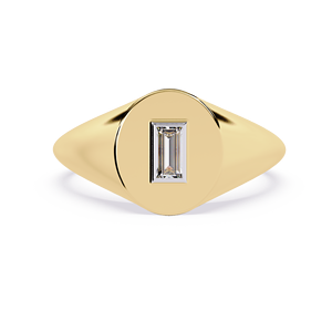 Bague en or massif 10K 14K personnalisable avec diamant taille baguette, certification IGI, style ethnique, fabrication artisanale pour femme - Product Image 1