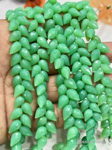 Calcedoine Chrysos Naturelle AAA, Facettée, Forme Goutte d'Eau, Perforation Fantaisie, Fil de 8 Pouces, 6x9mm environ - Product Image 4