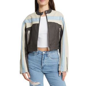 Chaqueta Corta de Cuero para Mujer, Económica, a la Moda, de Color Sólido, Transpirable, OEM - Product Image 1