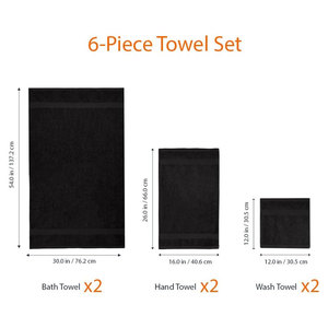 Juego de toallas de lujo de gran tamaño resistentes a la decoloración 100% algodón suave absorbente toallas de baño de 6 piezas con 2 toallas de baño - Product Image 6