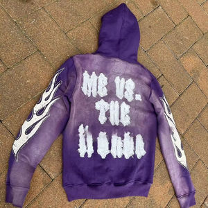 เสื้อมีฮู้ดผู้ชายใส่ได้ทั้งชายและหญิงรุ่นเฮฟวี่เวทคุณภาพสูงซักด้วยกรดไซส์เราทำจากผ้าฝ้ายเทอร์รี่แบบสวมหัวสำหรับฤดูใบไม้ร่วง - Product Image 2