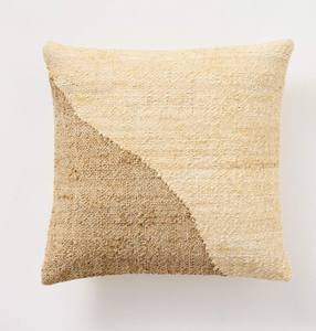 Stylish Solid Striped 100% Jute Woven Eco-Friendly Luxury <b>Throw</b> <b>Pillow</b> Cover with Customizable Design for Home Decor - Product Image 1