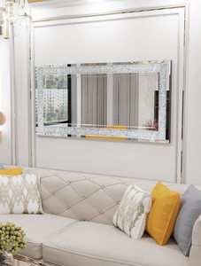 Tocador iluminado Rectangular plateado grande Interruptor táctil moderno Enchufe montado en la pared Apartamento de salón Villa - Product Image 5