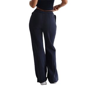 Wholesale <b>Women</b> Flare <b>Jogger</b> Pants And <b>Women</b> Trousers 100% Cotton Breathable Soft <b>Baggy</b> Wide Straight Leg Pants Sweatpants - Product Image 2