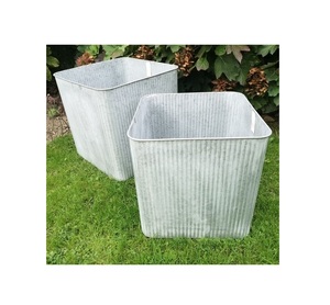 Jardinières de pots de fleurs de forme ovale en zinc galvanisé avec affichage de jardin à la maison en or en relief jardinières décoratives à bas prix - Product Image 2