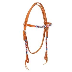Headstall occidental de cuero genuino 100% de primera calidad con trabajo de cuentas Fabricante Mayorista proveedor Saman Exports - Product Image 1