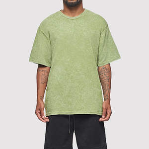Nouveau lavage à l'acide lettre imprimé goutte épaule T-Shirts pour hommes Logo personnalisé Street-Wear 100% coton tricoté tissu Style formel - Product Image 6