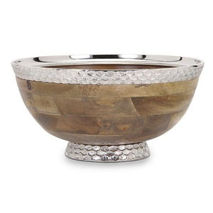 Elegante Tazón Redondo de Madera para Servir con Asa Metálica en Forma de Estrella, Ideal para Servir Ensaladas, Pasta y Sopa - Product Image 3