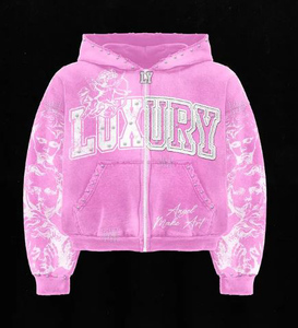 Sudadera con capucha de lujo para hombre, de algodón grueso, con cremallera, corte regular, estampado personalizado, doble capa, para invierno, venta al por mayor - Product Image 2