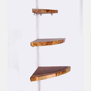 Corner Shelves Carved Wooden Wall Mount Storage Rack for Holding Flower Pots Beautiful Wall Art-Buy Now! - Product Image 1