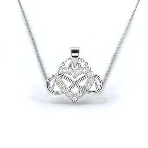 Ensemble pendentif et bague en argent Hallmark Infinity Heart pour fiançailles avec diamant comme pierre principale - Product Image 2