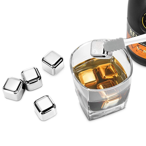 Usine directe Gife en acier inoxydable Mini glaçons artificiels en métal avec boîte de rangement 4 pièces pour argent poli - Product Image 4