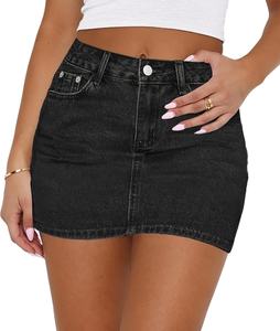 Shorts de Mezclilla con Cintura Elástica, Falda Tipo Short, Estilo Casual, Moda Urbana de Verano - Product Image 1