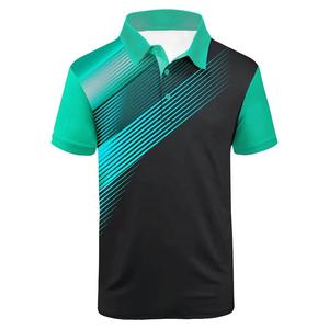 Polo de golf décontracté à manches courtes et col foncé pour homme sublimé sport évacuation de l'humidité impression de performance pour homme - Product Image 1