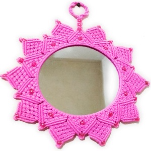 Miroir mural en macramé fait main en verre moderne personnalisé Décoration d'intérieur - Product Image 2