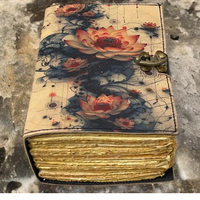 Livre Grimoire Lotus fait main de 400 pages en cuir véritable, Journal vintage des Ombres, Cadeau de diplôme pour Lui et Elle, Sorcière botanique du Rajasthan