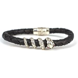 925 Sterling Silver <b>Leather</b> Snake Charm <b>Bracelet</b> Fashionable Charm <b>Bracelets</b> - Product Image 3