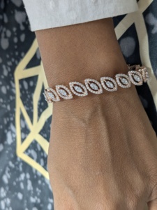 5 Ct Round Cut Lab Grown Diamond Marquise Shaped Tennis Bracelet, Luxury Statement Jewelry, <b>Solid</b> 14k White/Yellow/Rose <b>Gold</b> - Product Image 5