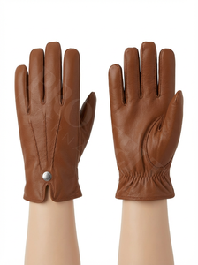 Vente chaude Gants en cuir personnalisés à cinq doigts à surface lisse avec poignet sécurisé Activités quotidiennes d'hiver Gants de conduite - Product Image 3