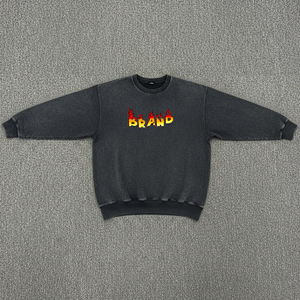 Sudadera con Cuello Redondo, Lavado Ácido, 100% Algodón, Informal, Venta Caliente OEM/ODM, Logotipo Personalizado en Relieve, Sudadera con Capucha y Sudadera - Product Image 1