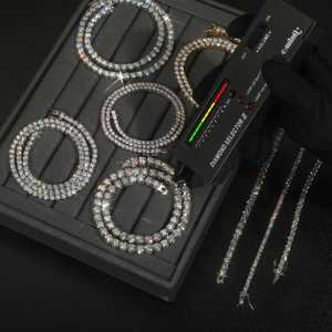 Luxe Ijskoud Onze Fijne Sieraden 2Mm 3Mm 4Mm 5Mm Lab Diamant S925 Zilver Vvvs Moissanite Tennisketting Op Voorraad - Product Image 6
