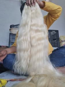 Extensiones de cabello de trama a granel de rubio virgen indio Cabello sedoso y crudo Temple Blonde Hair Style - Product Image 2