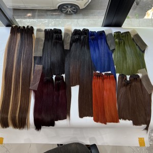 Venta caliente 100% cabello humano Remy vietnamita azul sombra hueso recto Super doble paquetes extensiones de trama de piel - Product Image 6