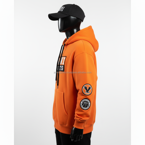 Premium 380GSM algodón polar cremallera Sudadera con capucha suave tela cálida Color naranja logotipo personalizado bordado Zip Basics Sudadera con capucha - Product Image 3
