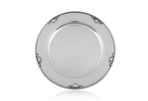Assiette de présentation moderne en argent sterling avec bordure ornée, vaisselle de haute qualité pour les dîners raffinés, pour le Ramadan et Noël - Product Image 2