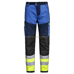Men's Hi Vis Workwear Multi-Pocket Reflective Safety Work <b>Pants</b> Breathable and Tear-Resistant for Construction & Mechanics - Product Image 1