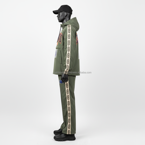 Conjunto cortavientos de talla grande Premium, tejido de poliéster de alta calidad, verde oliva, cremallera completa, logotipo personalizado, conjunto cortavientos bordado - Product Image 5