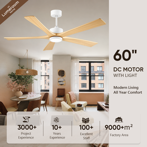 Ventilateur de plafond moderne de 60 pouces avec lumière et télécommande, ventilateur de plafond minimaliste à 5 pales avec moteur DC pour salon et chambre à coucher - Product Image 1