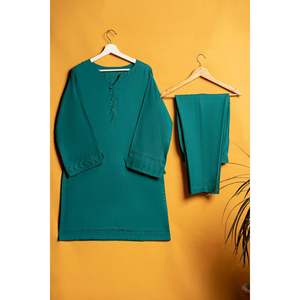 Traje Formal de Dos Piezas para Mujer de Oficina SUAGE con Decoración de Botones en Color Sólido - Product Image 1