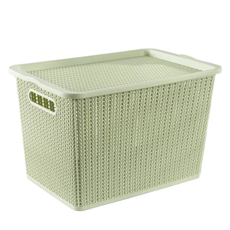 Nordic Custom Large Capacity Plastic Rattan Storage Basket with lid for Home Storage and Organization Storage Baskets Wholesale