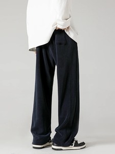 Pantalones de chándal informales para hombre, pantalones deportivos de lana de Color sólido Unisex, ropa de calle de otoño e invierno, pantalones planos transpirables para correr y Fitness - Product Image 6