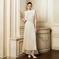 Top vente robe d'été femmes lierre robe midi sans manches tissu de haute qualité femmes vêtements de luxe étiquetage privé marque de luxe