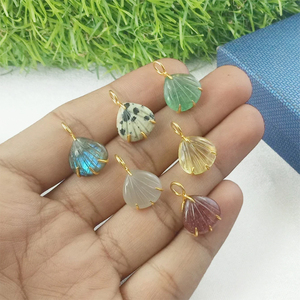 ชุดเขี้ยวแกะสลักเปลือกหอยอัญมณีธรรมชาติ,จี้อัญมณีสีทองเงินแท้925จี้เครื่องรางสำหรับทำเครื่องประดับ - Product Image 1