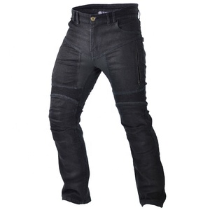 <b>Mens</b> <b>Black</b> Biker Moto Jeans with Stretch Inserts Adjustable Knee Protectors Breathable & Quick Dry for Added Comfort Protection - Product Image 1