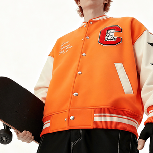 แจ็กเก็ตเบสบอลสำหรับผู้ชายเสื้อแจ็กเก็ตกันหนาวแบบลำลองปกตั้งมีหลายสี - Product Image 3