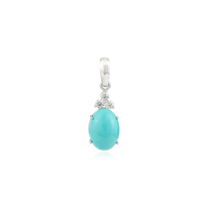 Pendentif solitaire pierre de naissance de décembre turquoise naturelle et diamant américain fournisseur de bijoux pour femmes produits de vente chauds - Product Image 6