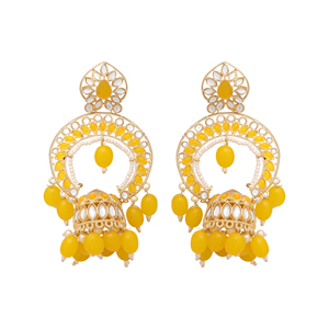 Pendiente tradicional Kundan Jhumki para mujer, colgante de boda chapado en oro con regalo de perlas para mujer - Product Image 3