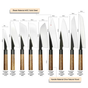 Couteau japonais de 9,5 pouces, couteau de cuisine professionnel avec manche en bois d'olivier finition noire - Product Image 6