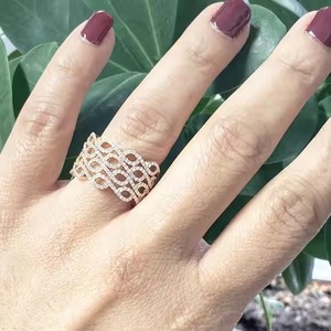 แหวนแต่งงานประดับเพชร14K สีเหลืองทองของขวัญหมั้นทันสมัยสำหรับปาร์ตี้และวันครบรอบในห้องปฏิบัติการ - Product Image 3